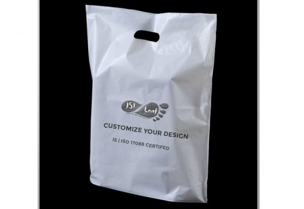 Printed White Ecofriendly biodegradable Compostable shopping bag
